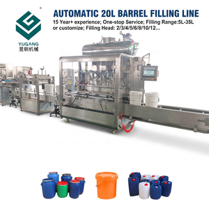Machine de remplissage entièrement automatique pour liquides visqueux et moussants en jerrycan de <span class=keywords><strong>5</strong></span> gallons, ligne de production de remplissage pour barils en plastique et métal de 20 <span class=keywords><strong>litres</strong></span> - Product Image 1