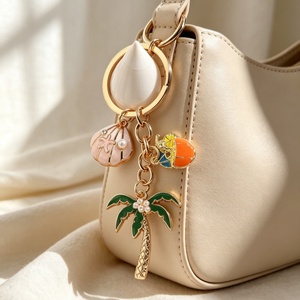 Porte-clés Plage Tropicale Palmier Coquillage Étoile <span class=keywords><strong>de</strong></span> Mer Émail Breloque <span class=keywords><strong>Sac</strong></span> Vacances d'Été Souvenir Voyage Femme Cadeau - Product Image 4