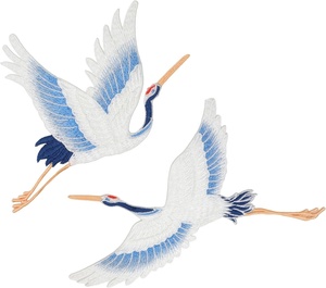Chinese wholesale supplier Crowned Crane Bird Embroidery Patch Ethnic Style Stickers Dress Cheongsam DIY Patch Decoration