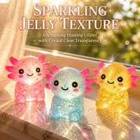 Jouet anti-stress Macaron Salamandre en caoutchouc transparent à rebond lent, avec paillettes et poudre scintillante, pour bureau et étude