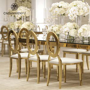 Chaise de banquet de luxe dorée <span class=keywords><strong>à</strong></span> dossier en O, empilable, pour réceptions de mariage, événements, salle <span class=keywords><strong>à</strong></span> manger, hôtel, salle de bal, mobilier de réception - Product Image 1