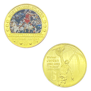 5 pièces de monnaie commémoratives en or de <span class=keywords><strong>Jordan</strong></span>, édition étoiles du basketball : plaquées or 24 carats, parfaites pour la collection ou comme cadeaux - Product Image 2