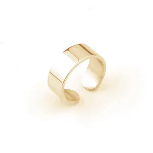 Perhiasan Kustom 8Mm Lebar Ukiran Logo Cincin Baja Nirkarat DIY Perhiasan Stempel Kosong Cincin Terbuka untuk Wanita Pria Anillos Joyeria