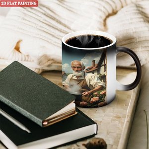 Mug en céramique noir givré 11 oz, tasse magique changeant de couleur à la chaleur, base antidérapante, ne raye pas, utilisation sur table - Product Image 3