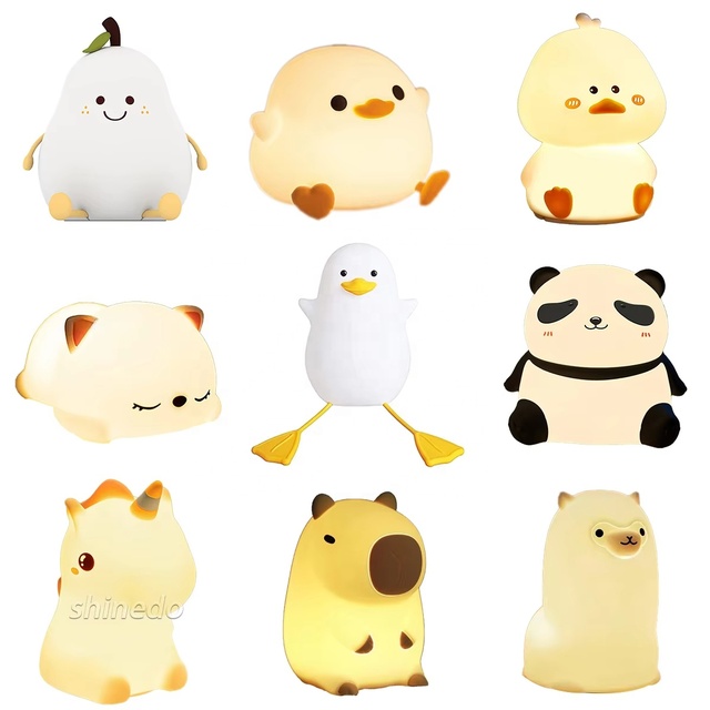 Soft Cute Duck Night Light Bedside Squishy Silicone Dimmable Rechargeable Stuffed Animal Laying Duck Lamp /Duck Light