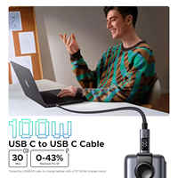 Câble de données USB C vers USB C à charge rapide avec affichage numérique UGREEN 100W, 3,3 pieds, 6,6 pieds, câble tressé en nylon de type C pour iPhone, ordinateur portable