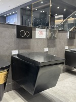 Bidet de toilette à double chasse d'eau moderne européenne Design carré noir Matériau céramique à suspension murale monobloc pour salle de bain des filles chinoises