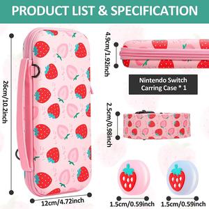Strawberry <b>Switch</b> OLED Protective <b>Case</b> With Carry Bag And Joystick Caps For Nintendo <b>Switch</b> OLED Console - Product Image 4