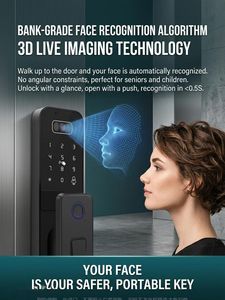 Diyu Smart Lock 3D Gesichts- und Handvenenerkennung Kompatibel mit Google Home <span class=keywords><strong>Alexa</strong></span> Tuya Meta Matter Unterstützt WiFi Cloud Aluminiumlegierung Holz - Product Image 2