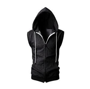 OEM Custom Regular Fit Full Zip Polar Fleece Vest <b>Hoodie</b> <b>Men</b> <b>Sleeveless</b> Tank Top Design Autumn Running Sports Solid Breathable - Product Image 1