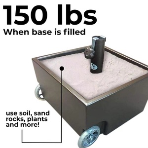 Support <span class=keywords><strong>de</strong></span> <span class=keywords><strong>parasol</strong></span> d'extérieur en acier robuste avec deux roues, jardinière en acier, 17,7L X 17.7W X 10.2H en métal moderne - Product Image 4