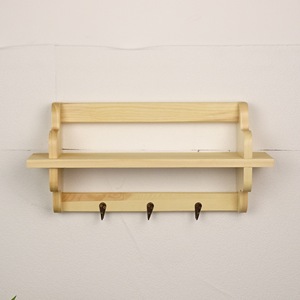 Estante de almacenamiento de madera para montar en la pared con ganchos para guardar llaves y abrigos en la entrada, forma rectangular, color carbón. - Product Image 2