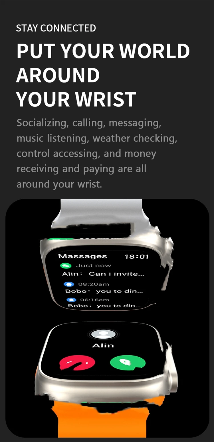 New Original 49MM HW8 Ultra Max Smart Watch Series 8 NFC Smartwatch BT Call IP68 Waterproof Wireless Charging Reloj Inteligente