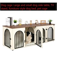 Verstellbarer Eisen-Hundekäfig, Haustierkäfig für große/kleine Hunde, Beistelltisch, TV-Ständer, Hundebett im Möbelstil, Kunststoffschale, Knopf-/Schnappverschluss