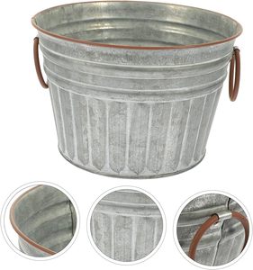 Vintage Iron Flower Pot Outdoor Decor Galvanized <b>Tin</b> <b>Bucket</b> Vase Dry Flowers Container Garden Planter - Product Image 3