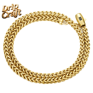 Nuevo Collar <span class=keywords><strong>Monaco</strong></span> de 6 mm con Cabeza Redonda Dorada, Cadena Cuadrada Biselada Dorada, Acero de Titanio Electrochapado, Cierre de 14K-18K - Product Image 5