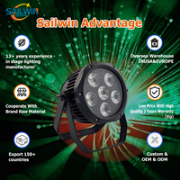 SAILWIN Projecteur de Scène DJ 6x18W RGBAW+UV avec Télécommande WIFI Sans Fil, Étanche, Alimenté par Batterie, Lumière LED Par pour DJ, Concert, Mariage, Événement