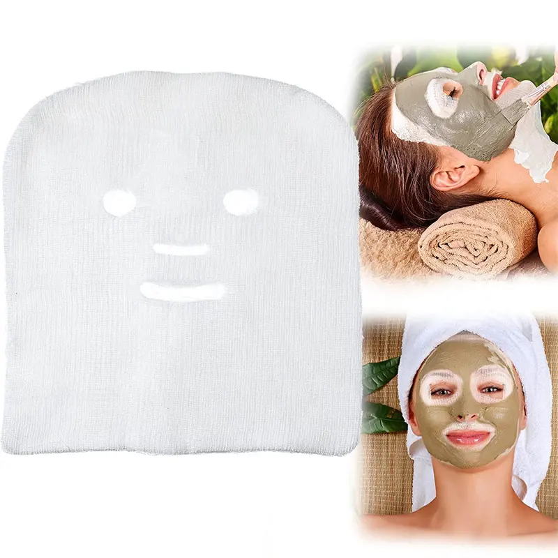 2023z 100pcs Algodão Gaze Máscaras Faciais DIY Gaze Máscaras Folha Pré Corte Algodão Macio Gaze Máscara para Spa Salão de Beleza