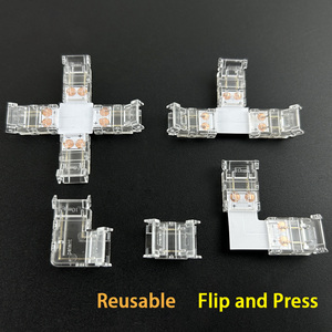 Connecteur de bande LED COB SMD basse tension, type L, forme en T, adaptateur sans soudure, boucle en cristal 8 mm 10 mm, pas de soudure requise - Product Image 1