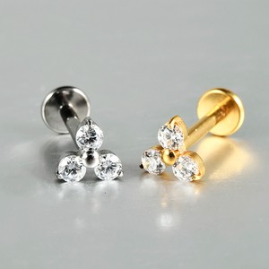 G23 Titan Gold Silber Farbe Triple CZ Knorpel Helix Ohrring <span class=keywords><strong>Triune</strong></span> CZ Tragus Stud Conch Ohrläppchen Lippen Piercing Schmuck Neu - Product Image 3