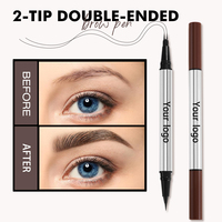 Crayon à sourcils liquide imperméable et résistant à la transpiration, double embout, vente en gros, marque privée