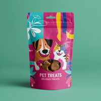 Sacs refermables imprimés sur mesure, sachets debout pour aliments pour animaux de compagnie, emballage plastique pour friandises pour chiens avec fenêtre