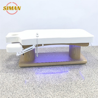 Lit de massage électrique avec 3 moteurs réglables, en cuir synthétique moderne et structure métallique, mobilier de salon pour hôtels