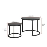 Tables Basses Imbriquées Modernes Noir Petit Panneau de Bois Dessus Cadre Métallique Convertible Meubles de Ferme pour Salon Décoration Intérieure