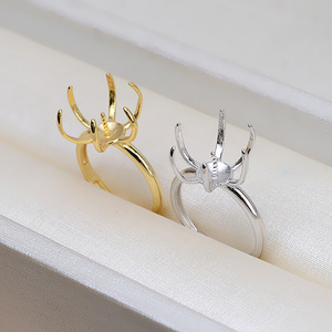 แหวนเงินแท้ S925 ดีไซน์ดอกไม้หกแฉกแบบเปิด สำหรับติดไข่มุก DIY แฟชั่น 18K 1919 อุปกรณ์เสริมแหวนไข่มุก DIY แบบบาโรก - Product Image 3