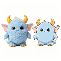 Vente en gros de jouets en peluche personnalisés, monstres à cornes bleues, mignons et moelleux, inspirés des créatures fantastiques, très demandés