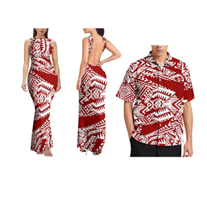 Abito da Cerimonia Senza Maniche e Senza Schienale per Donna e Camicia Aloha con Collo Rigido per Uomo, Design Personalizzato OEM in Stile Samoano - Product Image 2