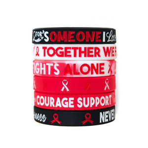 Logotipo personalizado Cinta roja Prevención del VIH Pulsera de silicona Promoción DE LA SALUD Sensibilización Pulsera de goma para uso en eventos - Product Image 6