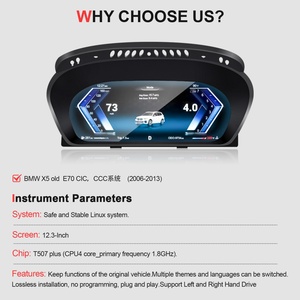 หน้าปัดดิจิตอล Navihua สำหรับรถยนต์ จอ LCD แสดงความเร็ว มาตรวัดความเร็ว แดชบอร์ด ห้องนักบินเสมือนจริง สำหรับ BMW X5 E70 ปี 2006-2013 - Product Image 3