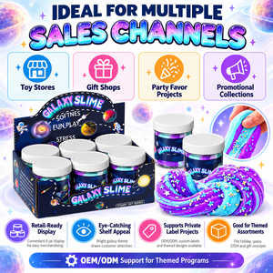Colle non toxique, sûre et certifiée ASTM sur le thème de la galaxie, trois couleurs : pâte à modeler et slime vibrantes, douces et extensibles, pour mélanger les couleurs. - Product Image 6