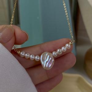 Collar de Perlas de Agua Dulce Naturales con Baño de Oro de 14K, Estilo Barroco, Retro y Elegante para Mujer - Product Image 4