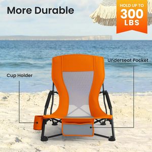 Silla de Playa Plegable de Hierro para Exteriores, Silla de Pesca Portátil de Respaldo Alto para Viajes, OEM - Product Image 5