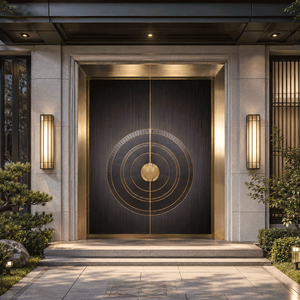 Porte d'entrée moderne de luxe personnalisée en aluminium, résistante aux ouragans, insonorisée, à rupture de pont thermique, cadre fin minimaliste, fabricant - Product Image 2