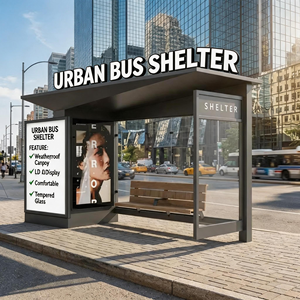 <span class=keywords><strong>Abri</strong></span> de bus moderne en acier galvanisé avec écran publicitaire LED numérique vertical – <span class=keywords><strong>Abri</strong></span> de transport urbain intelligent - Product Image 1