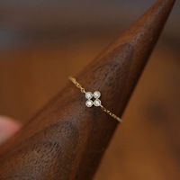 S925 argent Sterling plaqué or 14K luxe trèfle à quatre feuilles diamant chaîne anneau Mini réglable femmes mariage/fête anneau