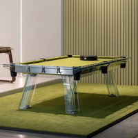 Table de billard de luxe personnalisée 8ft 9ft en verre trempé de haute qualité, table de billard d'intérieur populaire avec poches en cuir pour usage domestique