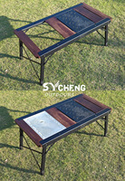 Table de camping pliante multifonctionnelle moderne en métal pour barbecue, mobilier d'extérieur tactique en aluminium IGT