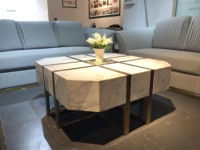 Table basse intelligente Nordic 1026, style moderne, en fer forgé et acier inoxydable avec finition marbre doré, meubles de salon pour usage domestique