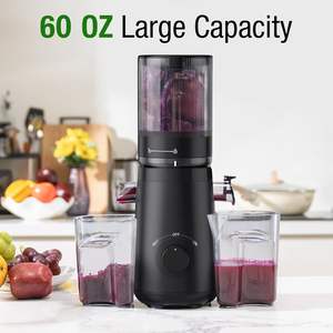 Presse-fruits noir à froid sans BPA Machine facile à nettoyer, rendement élevé en jus, <span class=keywords><strong>goulotte</strong></span> d'alimentation extra large pour les fruits entiers, ménage électrique - Product Image 3