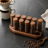 Boîte de rangement pour grains de café en bois, conteneur de stockage de café avec base en bois massif de noyer, boîte à grains de café