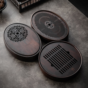 Bamboo Water Storage <b>Tea</b> <b>Tray</b> Oval Walnut Color Easy To Clean Standing Type Home Use - Product Image 1