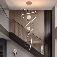 Lustre moderne à hauteur réglable pour escalier en colimaçon, luminaire suspendu linéaire long pour plafond haut, villa, loft, décoration de salon