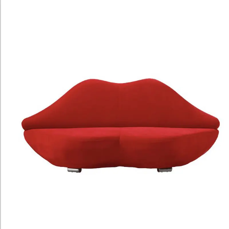 High Quality And Low Price living room sofa set comfortable segmented sofa full red lip shaped couches