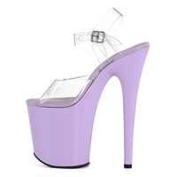 Sandales à plateforme transparentes en PVC avec talon métallique de 20 cm, bout ouvert, à boucle, pour la danse de compétition, fourniture directe usine