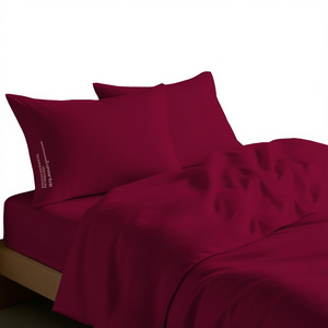 Ensemble de draps en coton Bordeaux, taille française, taies d'oreiller incluses - Product Image 3