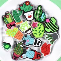 En gros Pvc Conception Personnalisée Dessin Animé Vert Cactus Chaussure Charmes Applique Chaussures Décoration